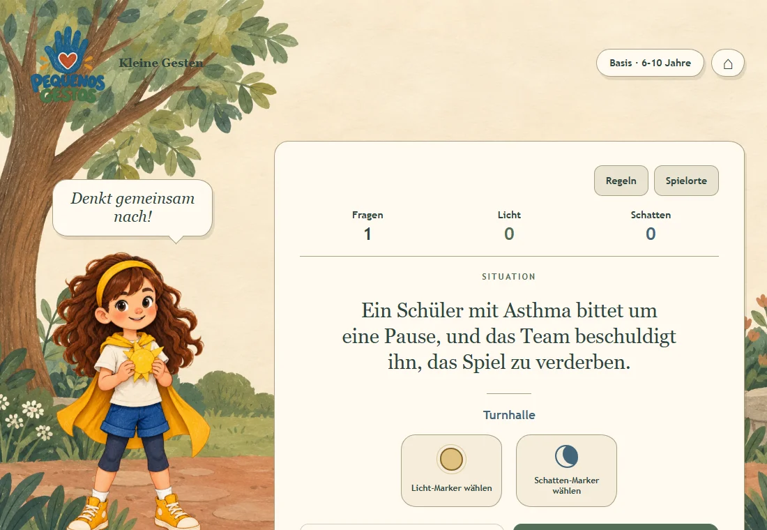 Echter Bildschirm der Anwendung Pequenos Gestos